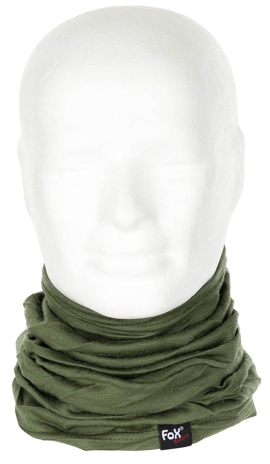 Bandană Multifuncțională Merino Lite Verde Oliv FoxOutdoor - Elastic, Uscare Rapidă