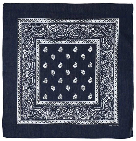 Bandana Paisley Albastru-Alb MFH - 55x55 cm, 100% Bumbac