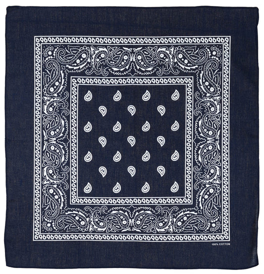 Bandana Paisley Albastru-Alb MFH - 55x55 cm, 100% Bumbac