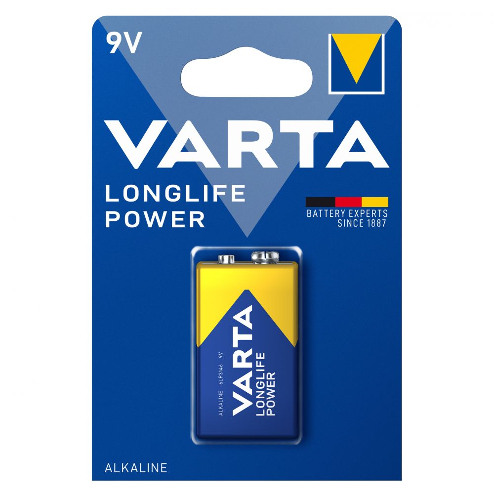 Baterie Alcalina 9V 6LR61 Varta - Putere Durabila, Blister 1 - 2