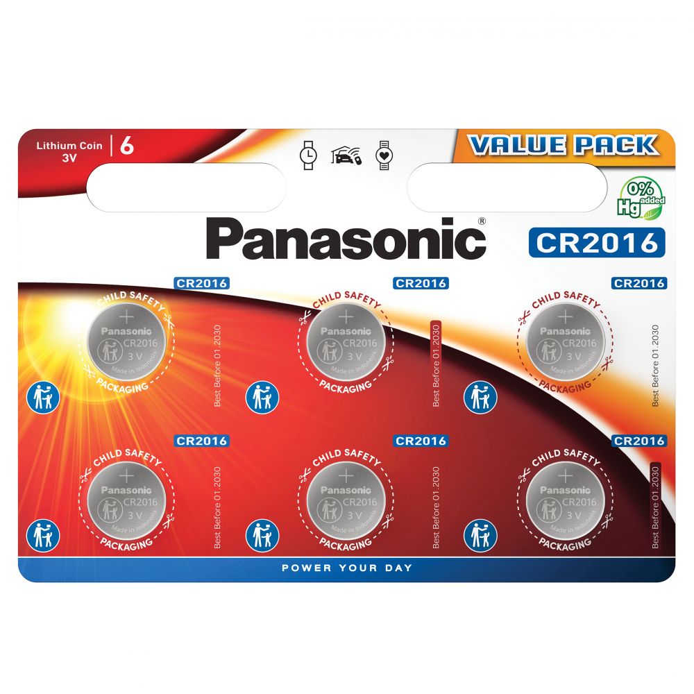 Baterie Litiu CR2016 3V Panasonic - 90mAh, Blister 6 buc - 2