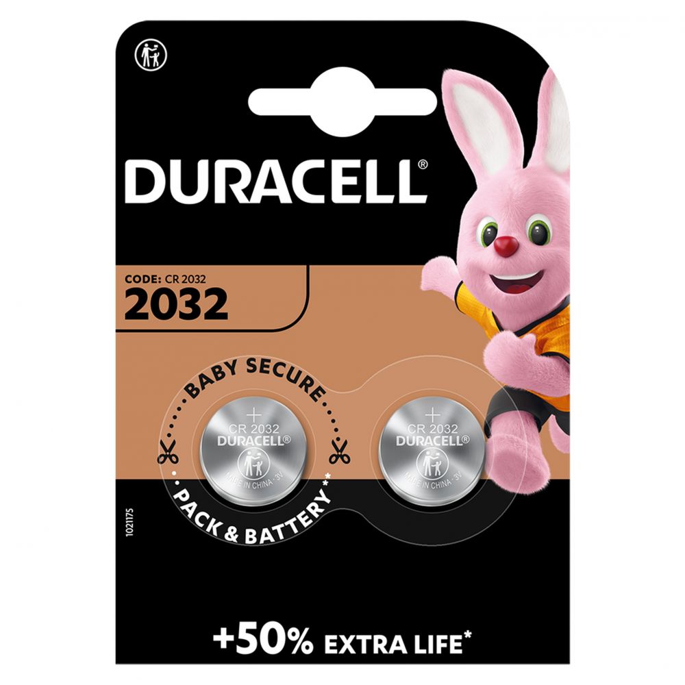 Baterie Litiu CR2032 3V Duracell - Blister 2 buc, Durată Lungă - 2