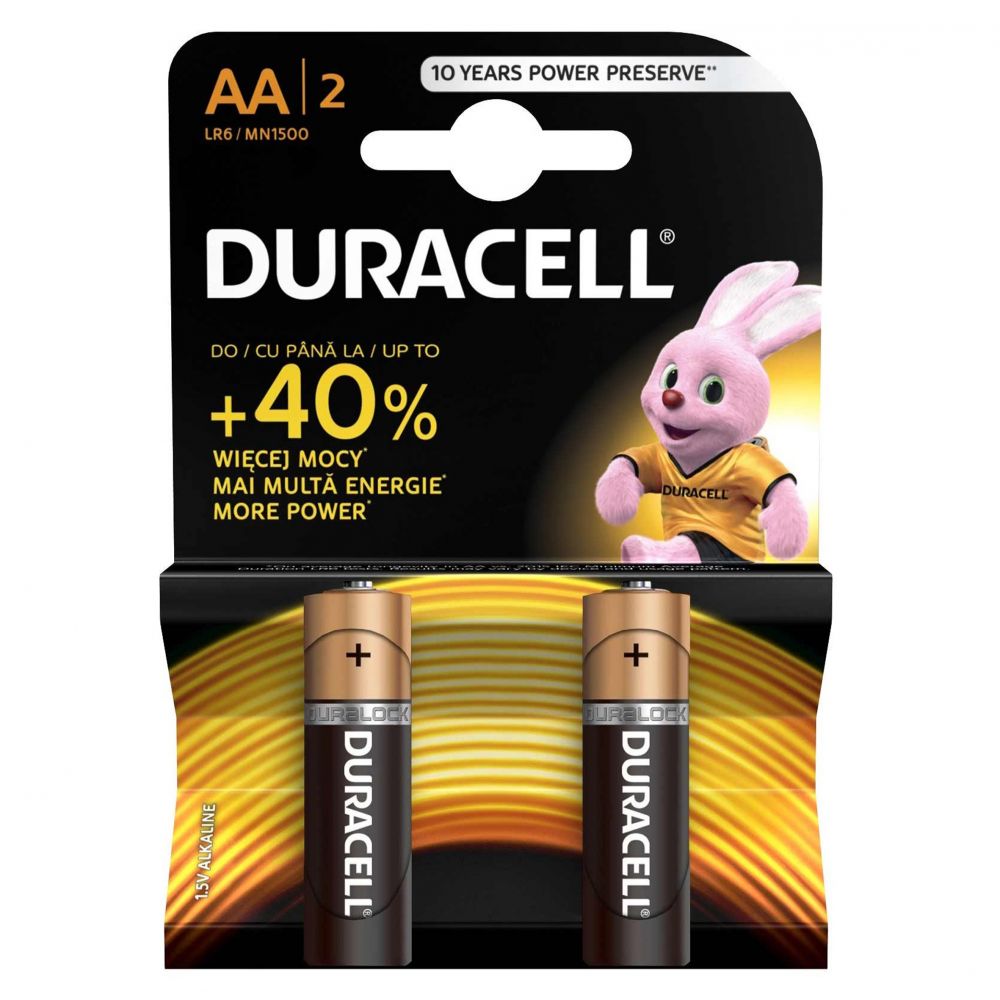 Baterii AA LR6 1.5V Duracell Blister 2 - Energie de lungă durată - 2