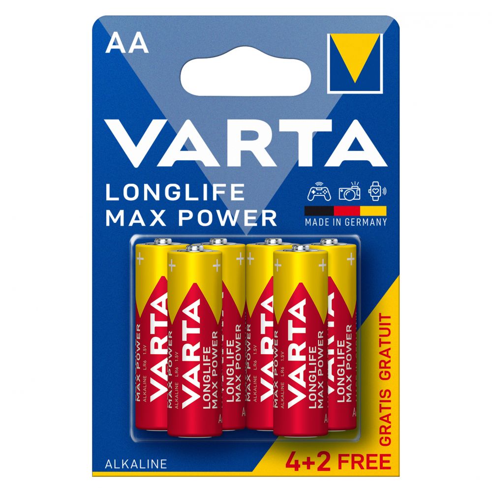 Baterii Alcaline AA LR6 Varta Max Power - Blister 6 buc, 1.5V - 2