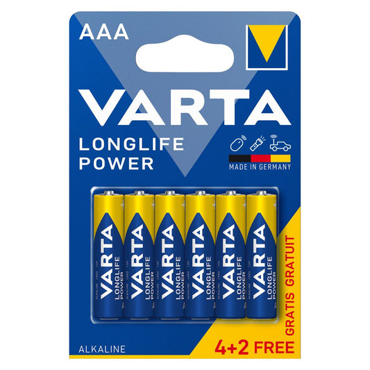 Baterii Alcaline AAA LR3 1.5V Varta - Blister 6 buc, Durată Lungă - 2