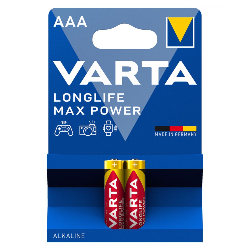 Baterii Alcaline AAA Varta Max Power 1.5V - Energie Durabilă, Blister 2 - 2