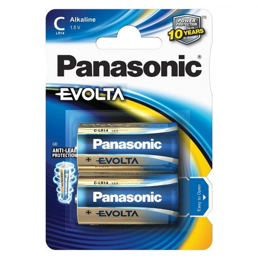 Baterii Alcaline C R14 1.5V Panasonic Evolta - Putere Durabilă, Blister 2 - 2