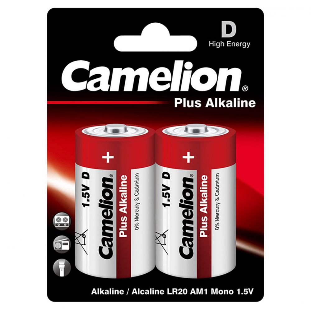 Baterii Alcaline D R20 1.5V Camelion PLUS - Durată Lungă, Blister 2 - 2
