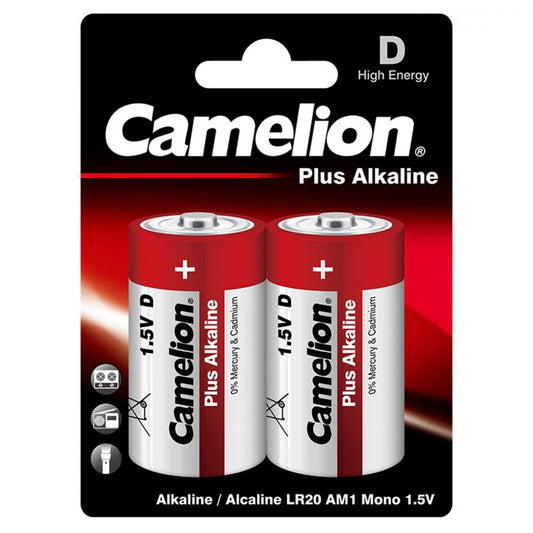 Baterii Alcaline D R20 1.5V Camelion PLUS - Durată Lungă, Blister 2 - 2
