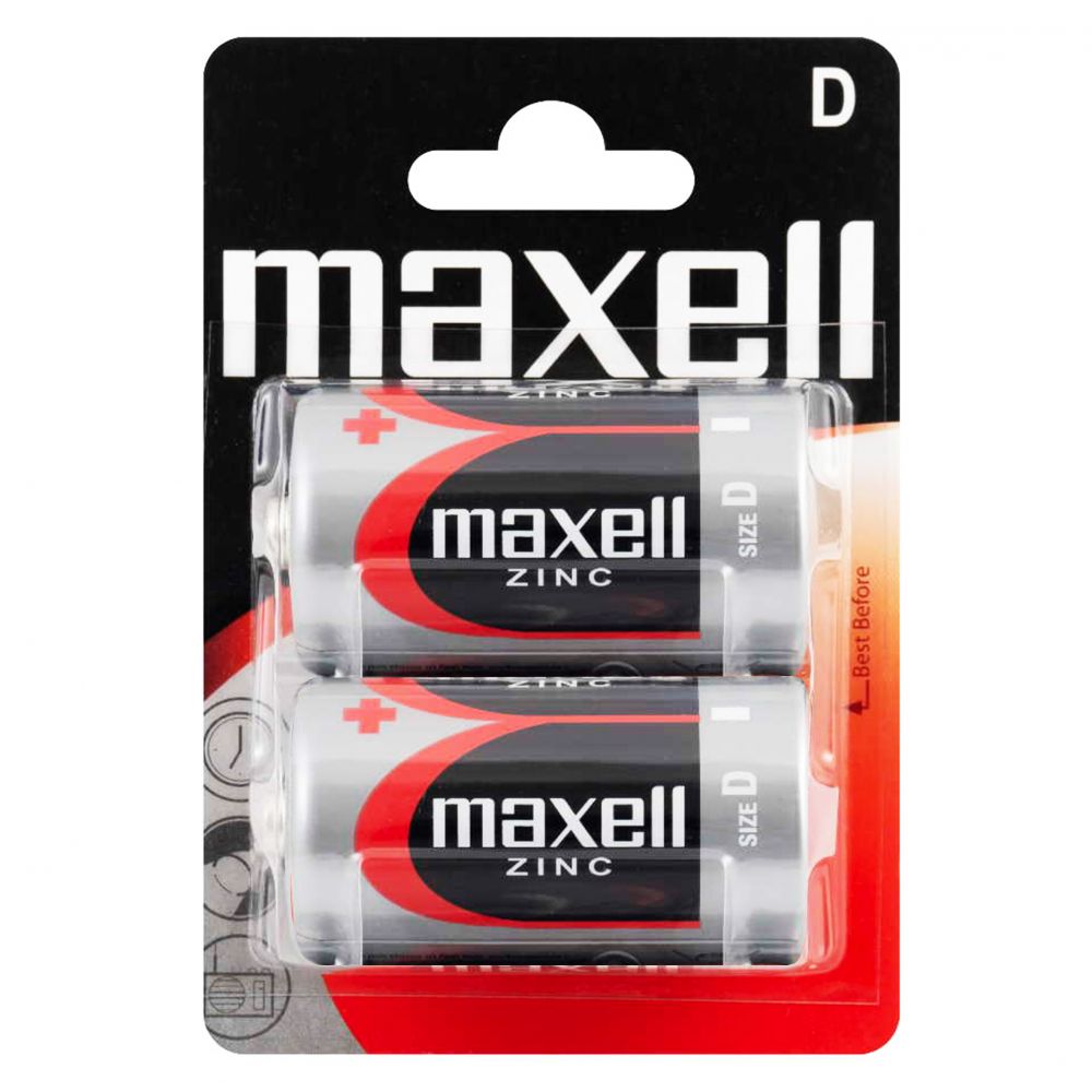 Baterii D R20 1.5V Maxell Zinc - Blister 2 buc, Fiabile - 2