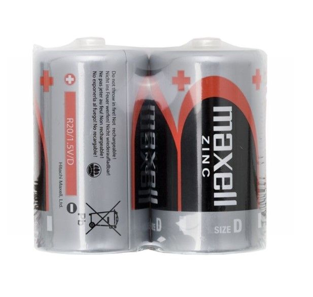 Baterii D R20 1.5V Maxell Zinc - Putere Fiabilă, Bulk 2 buc - 2