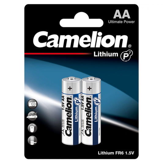 Baterii Litiu AA LR6 1.5V Camelion - Performanță Durabilă, Blister 2 buc - 2