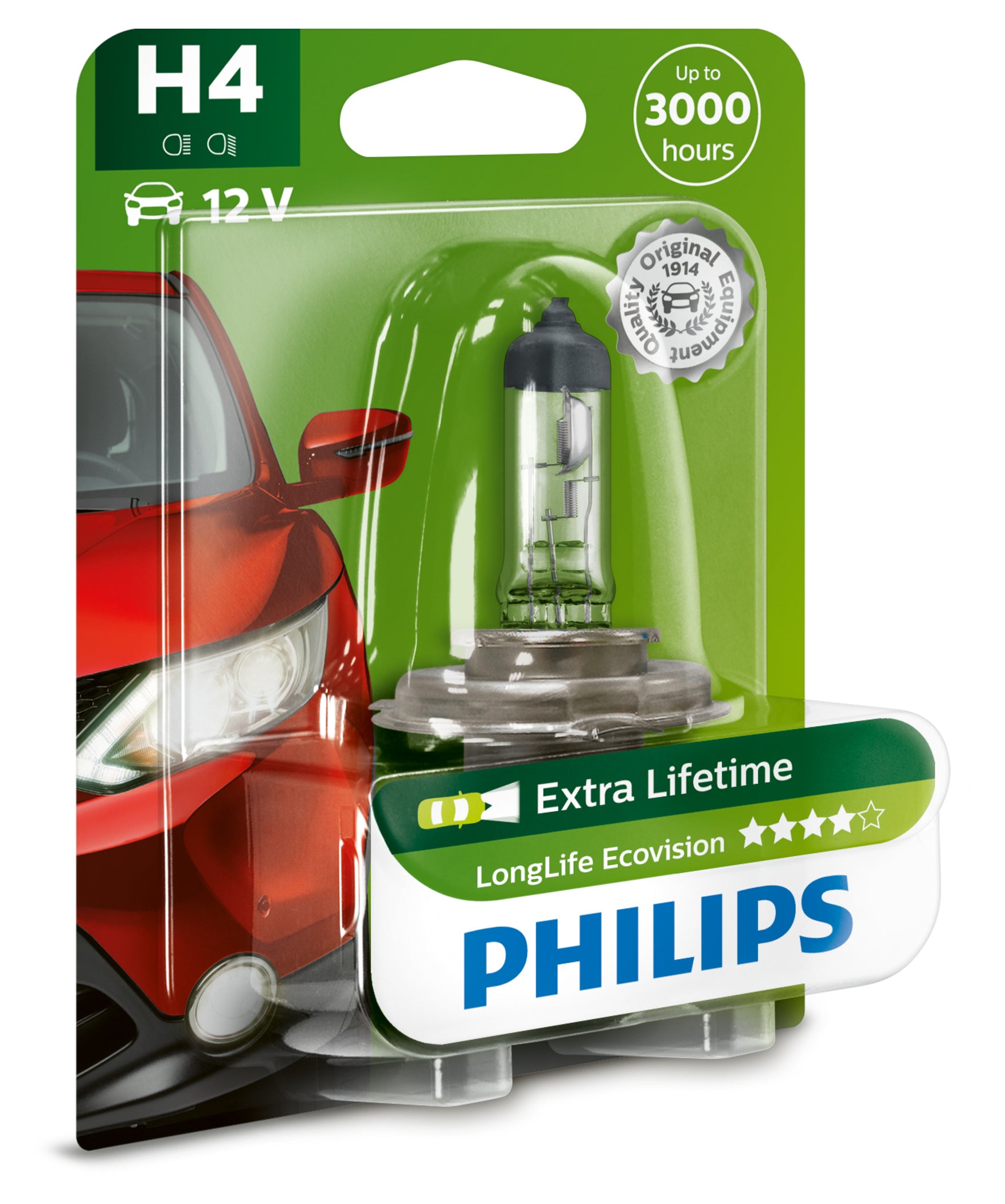Bec Far H4 Longlife EcoVision Philips - Durată de Viață Extinsă