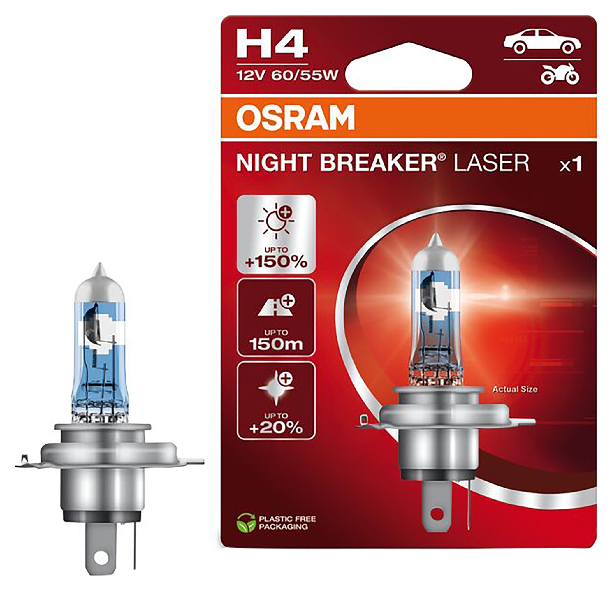Bec Halogen H4 Night Breaker Laser Osram - Lumina Puternica