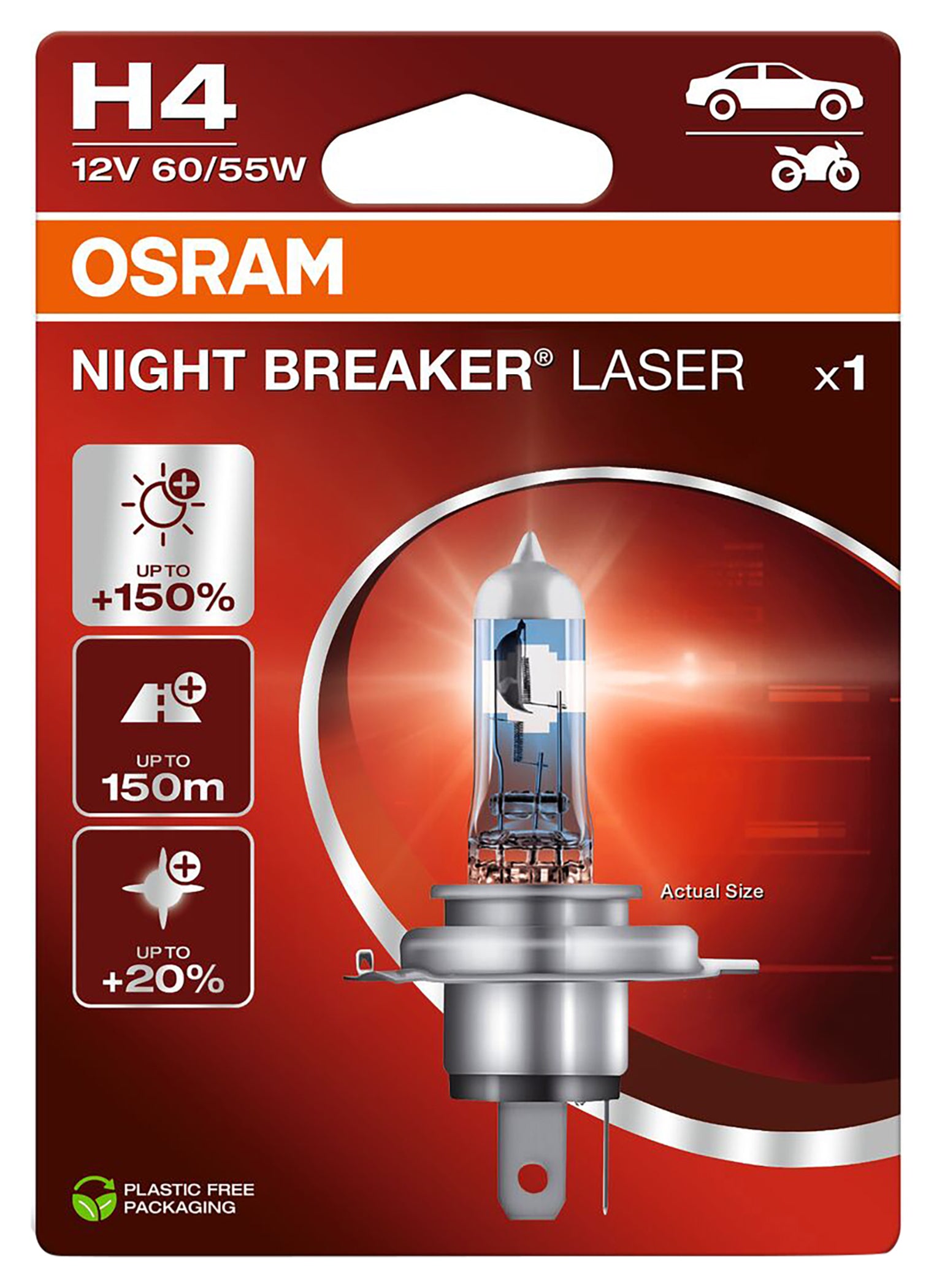 Bec Halogen H4 Night Breaker Laser Osram - Lumina Puternica