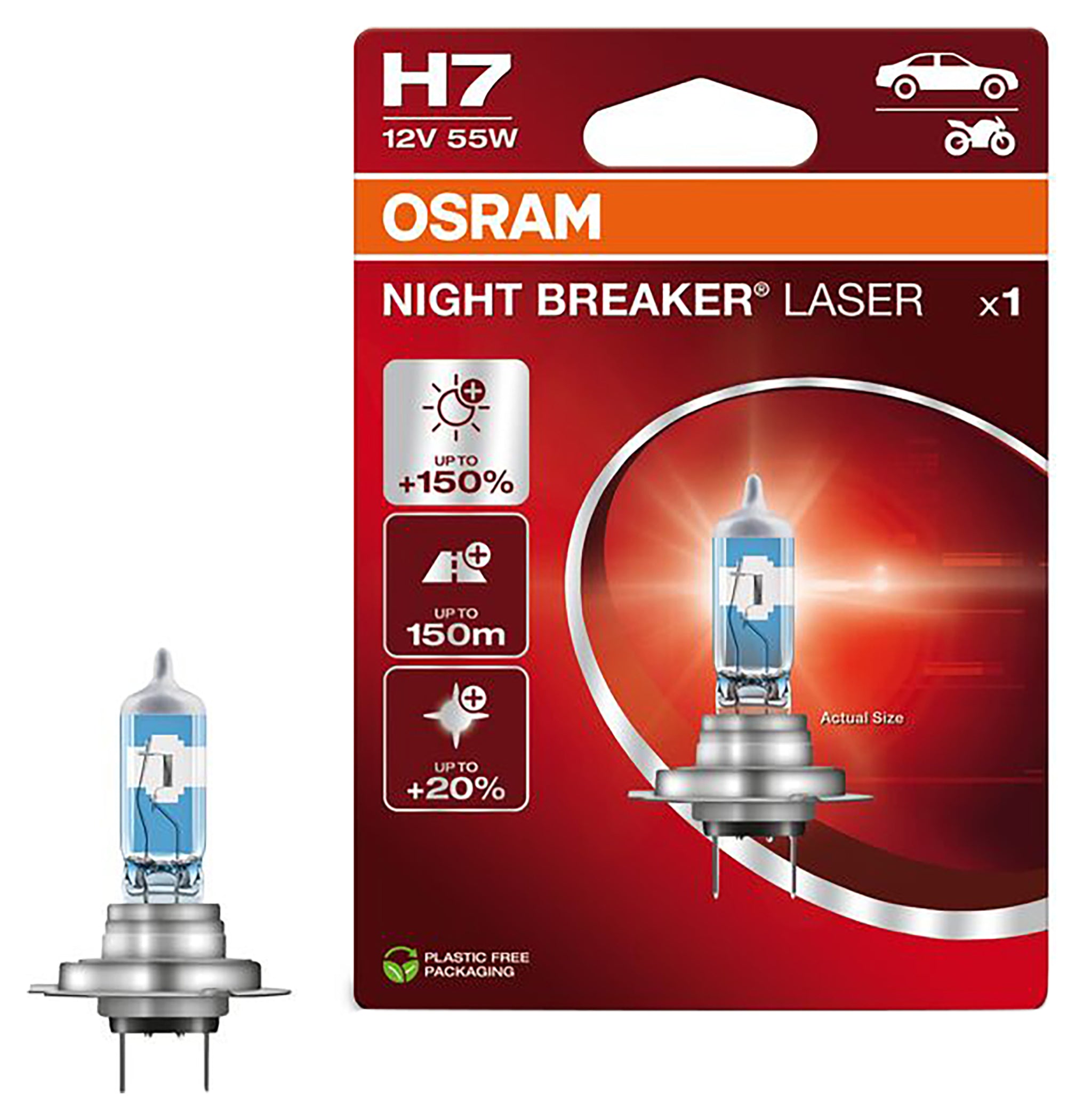 Bec Halogen H7 Night Breaker Laser Osram - Lumina Puternica, Vizibilitate Sporita