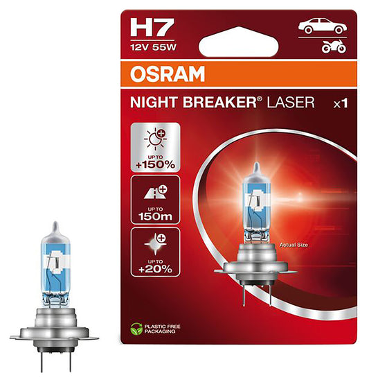 Bec Halogen H7 Night Breaker Laser Osram - Lumina Puternica, Vizibilitate Sporita