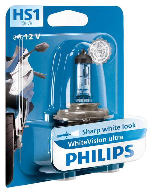 Bec Halogen HS1 WhiteVision ultra moto Philips - Lumină Albă LED
