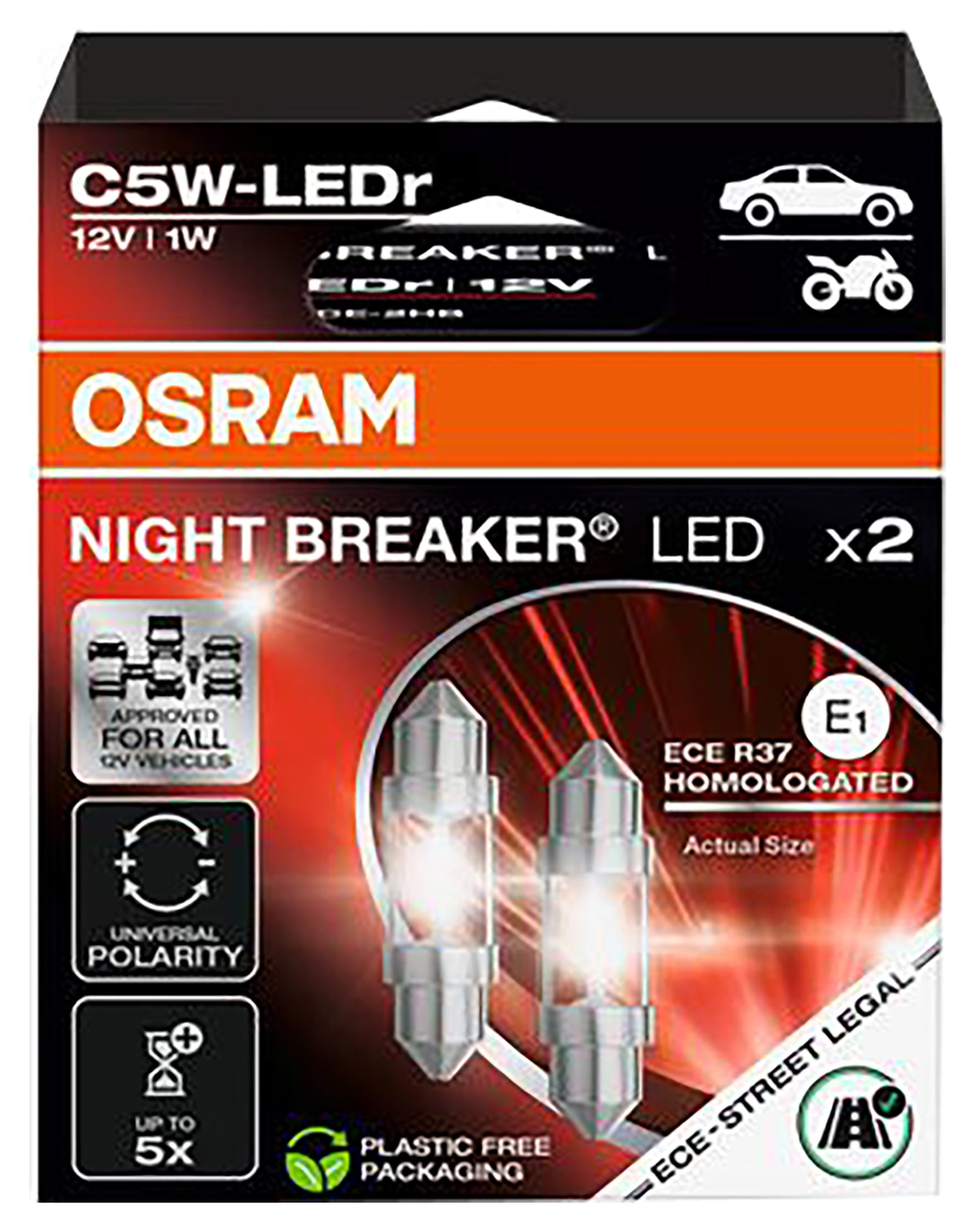 Bec LED C5W Night Breaker Osram - Omologat Rutier, Lumină Rece