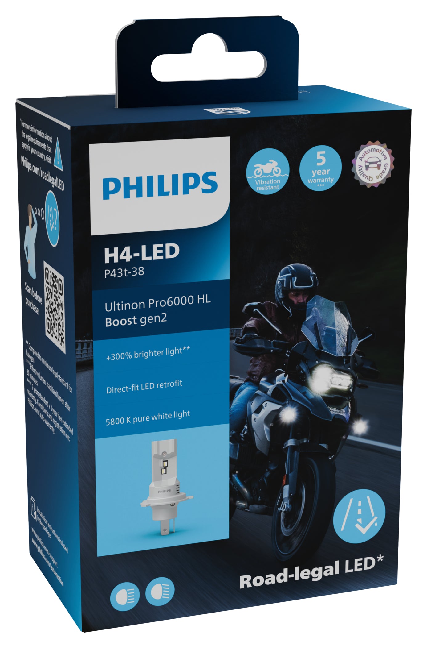 Bec LED H4 Philips Ultinon Pro6000 HL Boost gen2 - Lumina 300% mai puternica