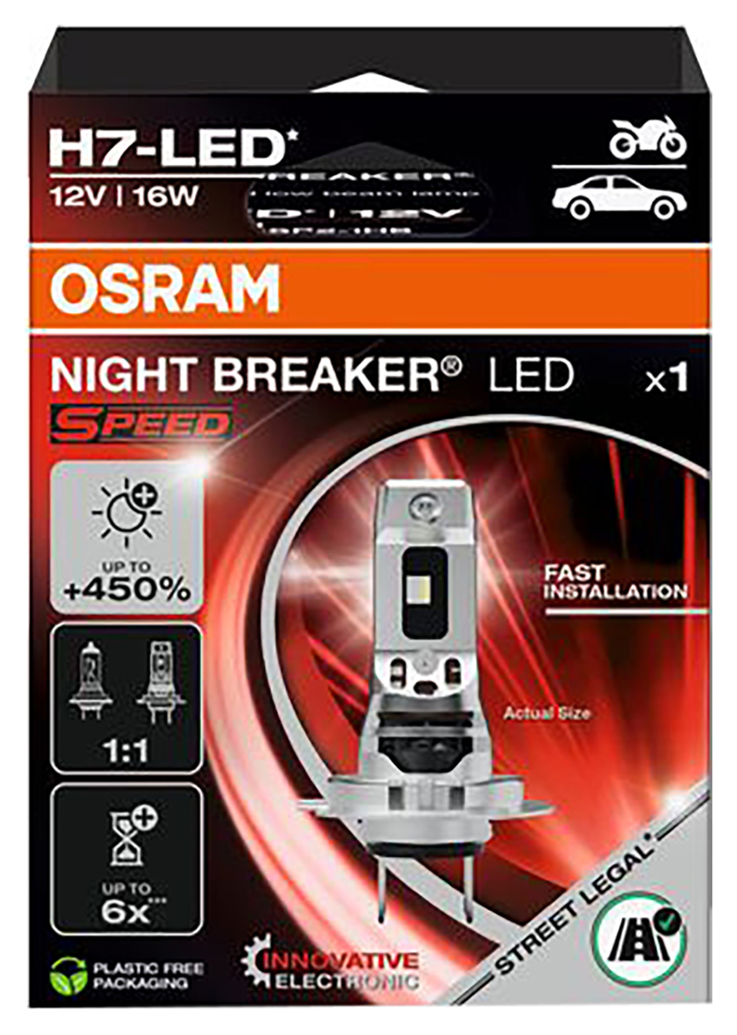 Bec LED H7 Osram Night Breaker Speed 450 - Luminozitate sporită