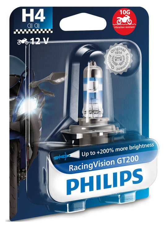 Bec Moto RacingVision GT200 H4 Philips - Lumina 200% mai puternica