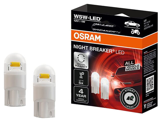 Becuri LED W5W Night Breaker Osram - Iluminare Modernă Moto