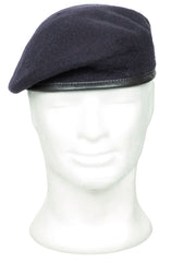 Beretă Commando Albastru MFH - 100% Lână, Margine Piele