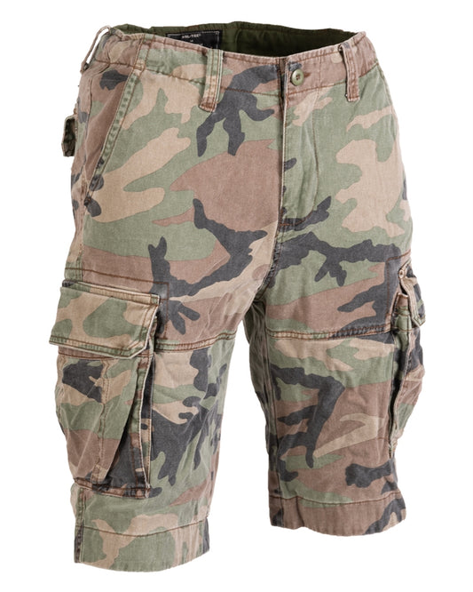 Bermude Mil-Tec Vintage Prewash – 100% Bumbac, 6 Buzunare, Woodland