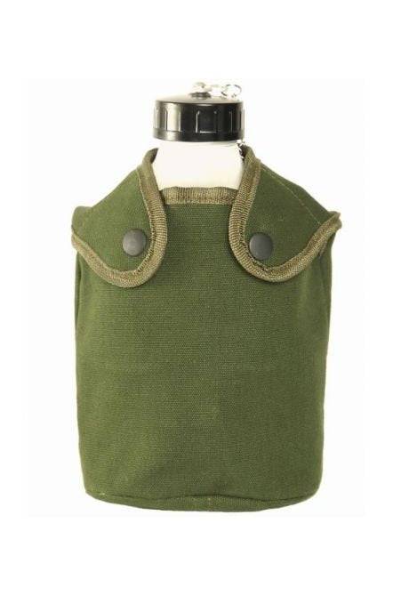 Bidon de Apă Francez Original Mil-Tec – 1,3 L, Husă cu Capse, Oliv