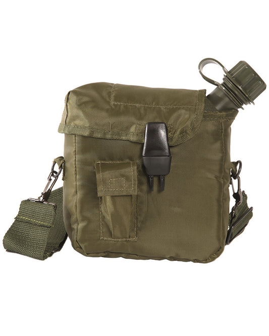 Bidon de Apă Mil-Tec cu Husă – 1,9 L, Poliuretan, Oliv