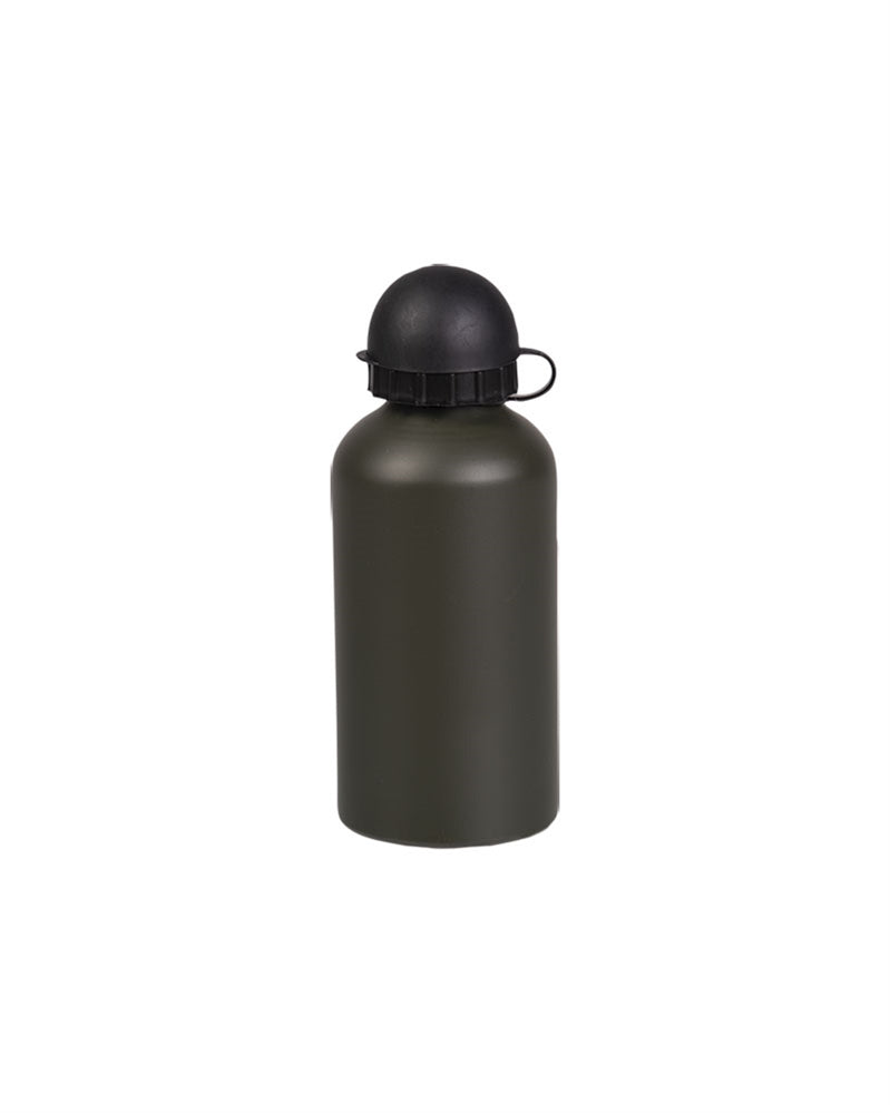 Bidon din Aluminiu Mil-Tec – un bidon oliv cu capac negru, vedere din față