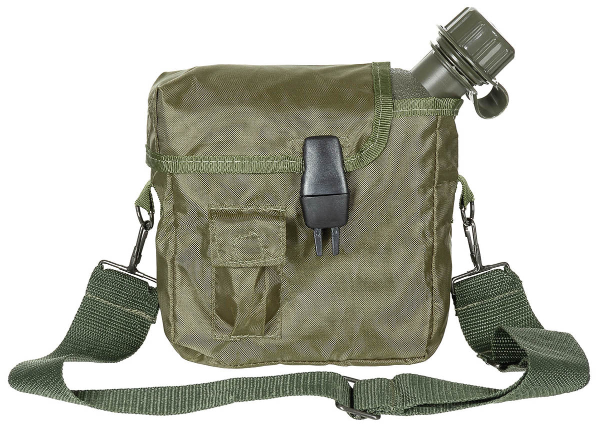 Bidon US dreptunghiular cu husă Oliv MFH - 1.89L, 300g