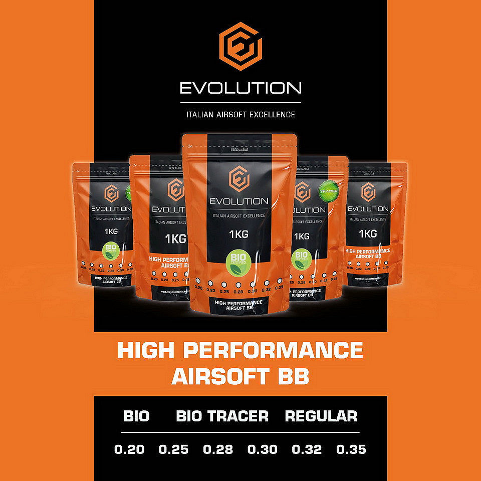 Bile Airsoft Evolution 0,25g Bio White TRACER - Precizie și Impact Verde