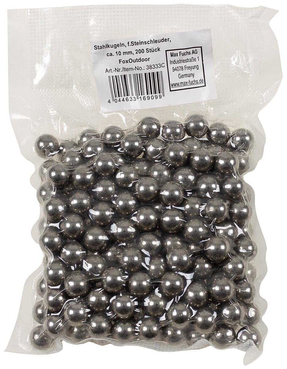Bile Oțel Praștie FoxOutdoor - 10mm, 200 Bucăți
