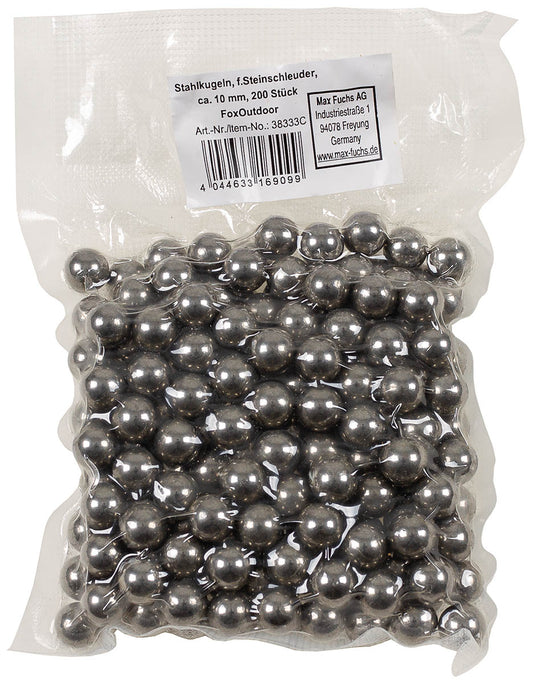 Bile Oțel Praștie FoxOutdoor - 10mm, 200 Bucăți