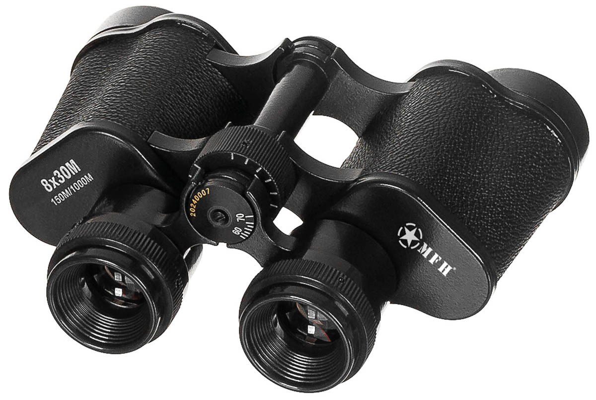 Binoclu 8x30 Negru MFH - Câmp vizual 150m, Carcasă Piele