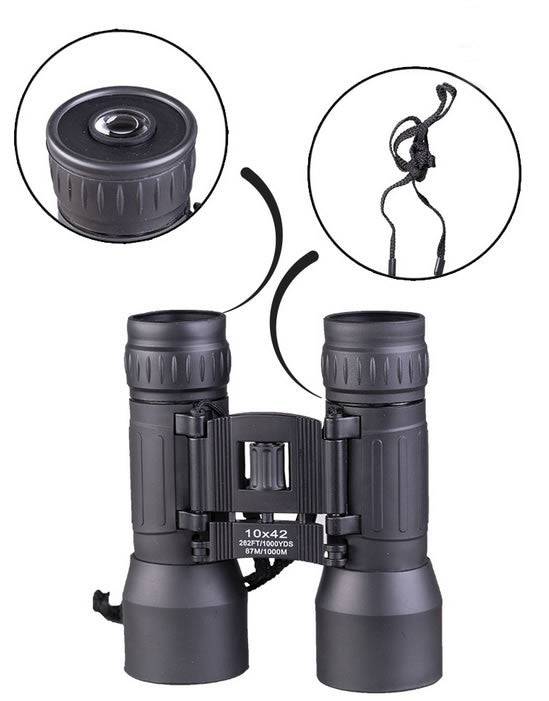 Binoclu Pliabil 10x42 Negru – Putere Optică 10x, Claritate Superioară și Construcție Robustă