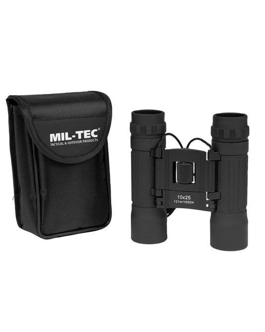 Binoclu Pliabil Mil-Tec – 10x25, Câmp Vizual 101 m/1000 m, Negru