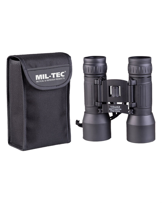 Binoclu Pliabil Mil-Tec – 10x42, Câmp Vizual 87 m/1000 m, Negru