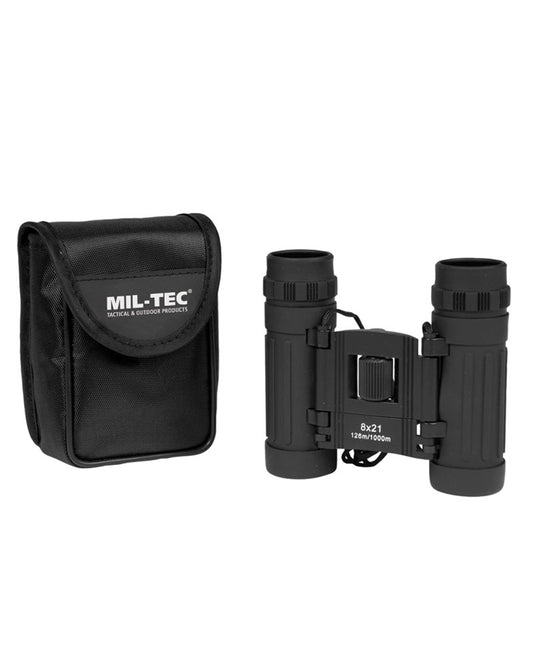 Binoclu Pliabil Mil-Tec – 8x21, Câmp Vizual 126 m/1000 m, Negru
