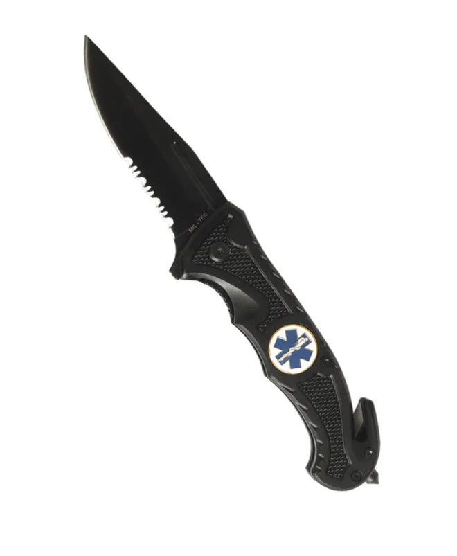 BLACK CAR KNIFE ‘RESCUE’ – Briceag de Salvare Tactic, cu Tăietor de Centuri și Spargător de Geamuri