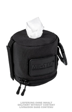 BLACK MOLLE Tissue Case – Husă Tactică Neagră pentru Șervețele sau Hârtie Igienică, cu Sistem MOLLE și Carabinieră Inclusă