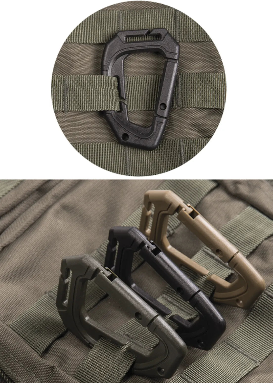 Black Tactical Karabiner Molle – Set de 2 Carabiniere Tactice Ultra-Rezistente pentru Echipament Molle