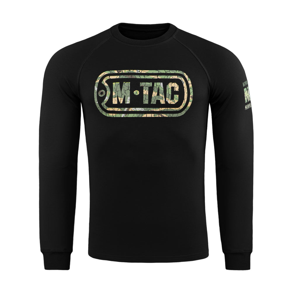 Bluză Raglan LOGO M-Tac - Neagră, Camuflaj Distressed