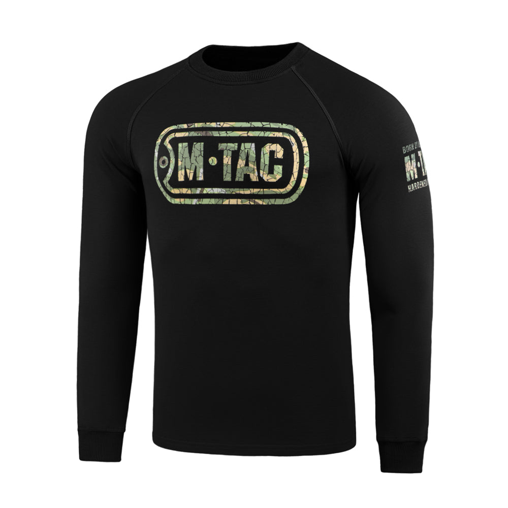 Bluză Raglan LOGO M-Tac - Neagră, Camuflaj Distressed