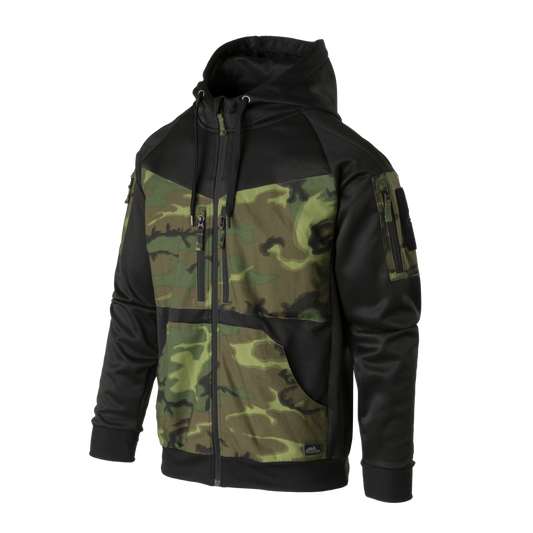 Bluză cu Glugă Helikon-Tex ROGUE Hoodie FullZip Rip-Stop Neagră/ERDL