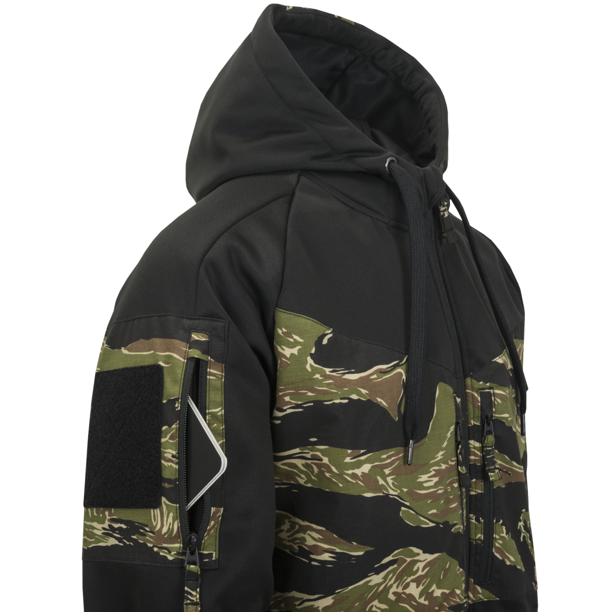 Bluză cu Glugă Helikon-Tex ROGUE Hoodie FullZip Rip-Stop Neagră/ERDL