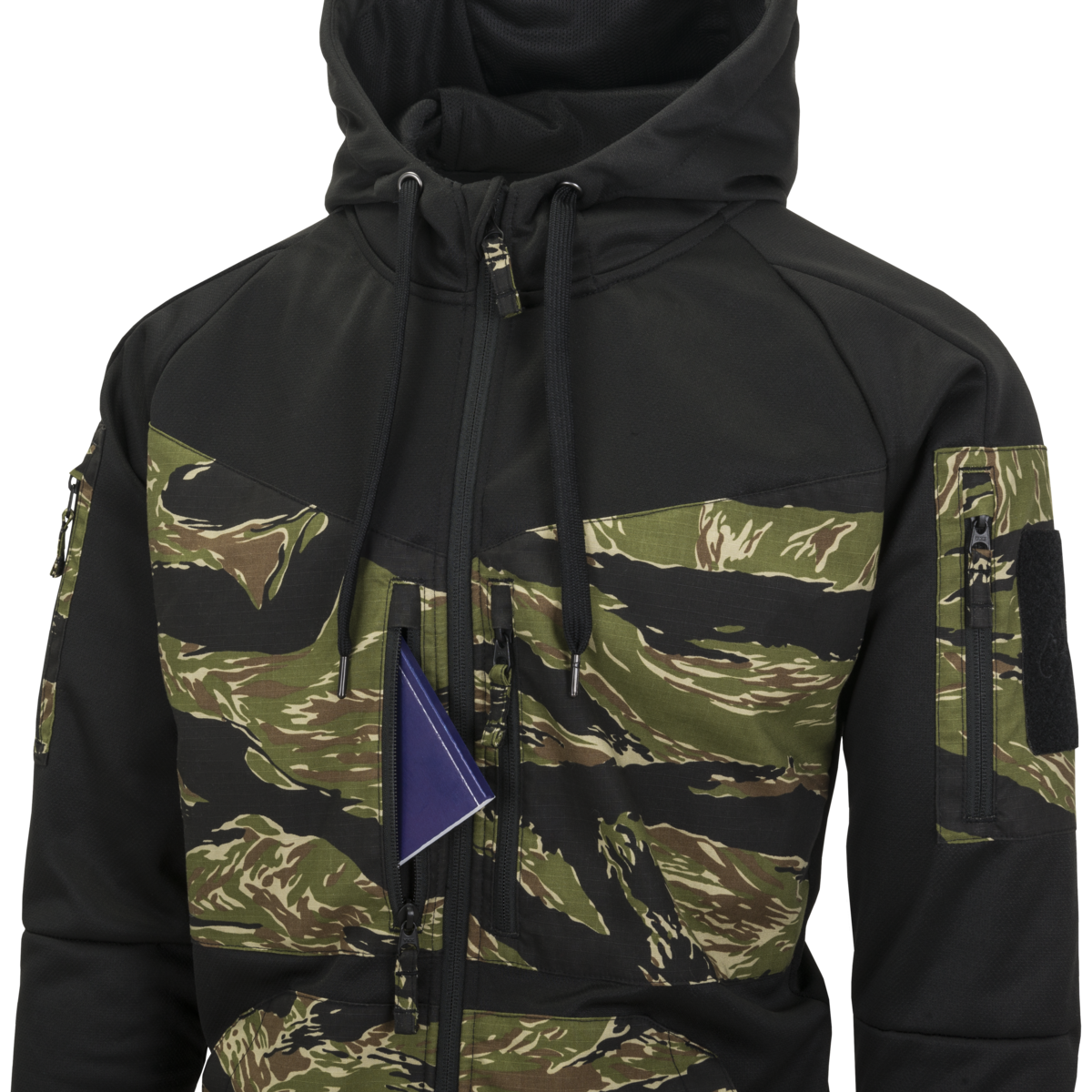 Bluză cu Glugă Helikon-Tex ROGUE Hoodie FullZip Rip-Stop Neagră/ERDL
