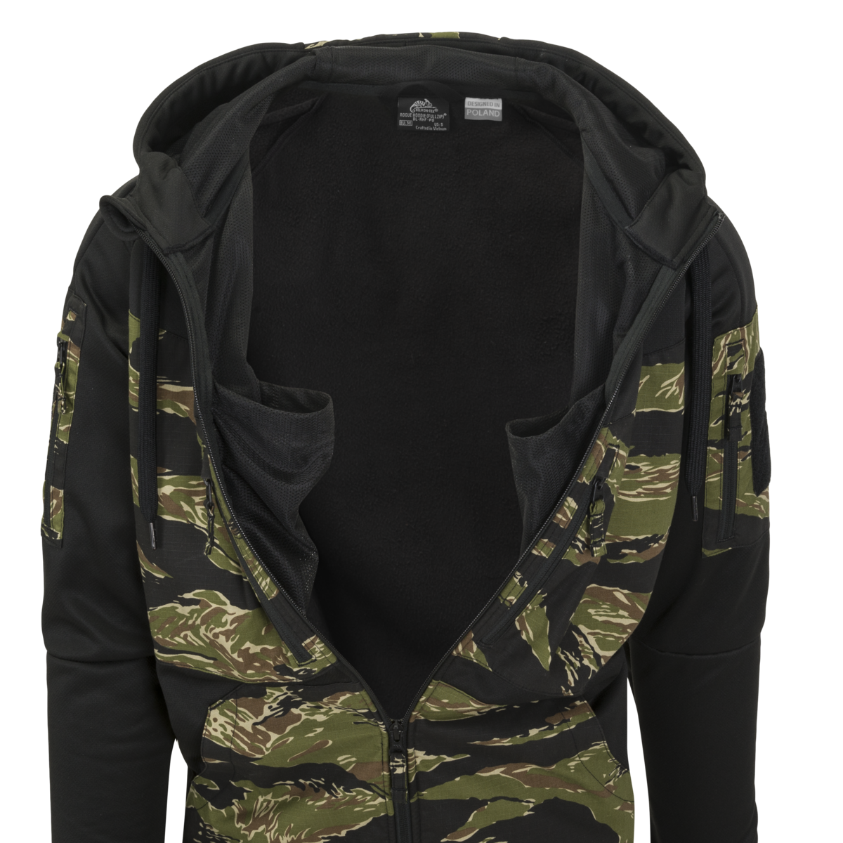 Bluză cu Glugă Helikon-Tex ROGUE Hoodie FullZip Rip-Stop Neagră/ERDL